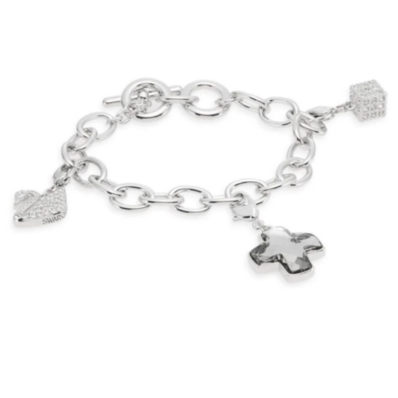 Swarovski Dorinda Silver Charm Bracelet with Cross - Picture 1 of 6